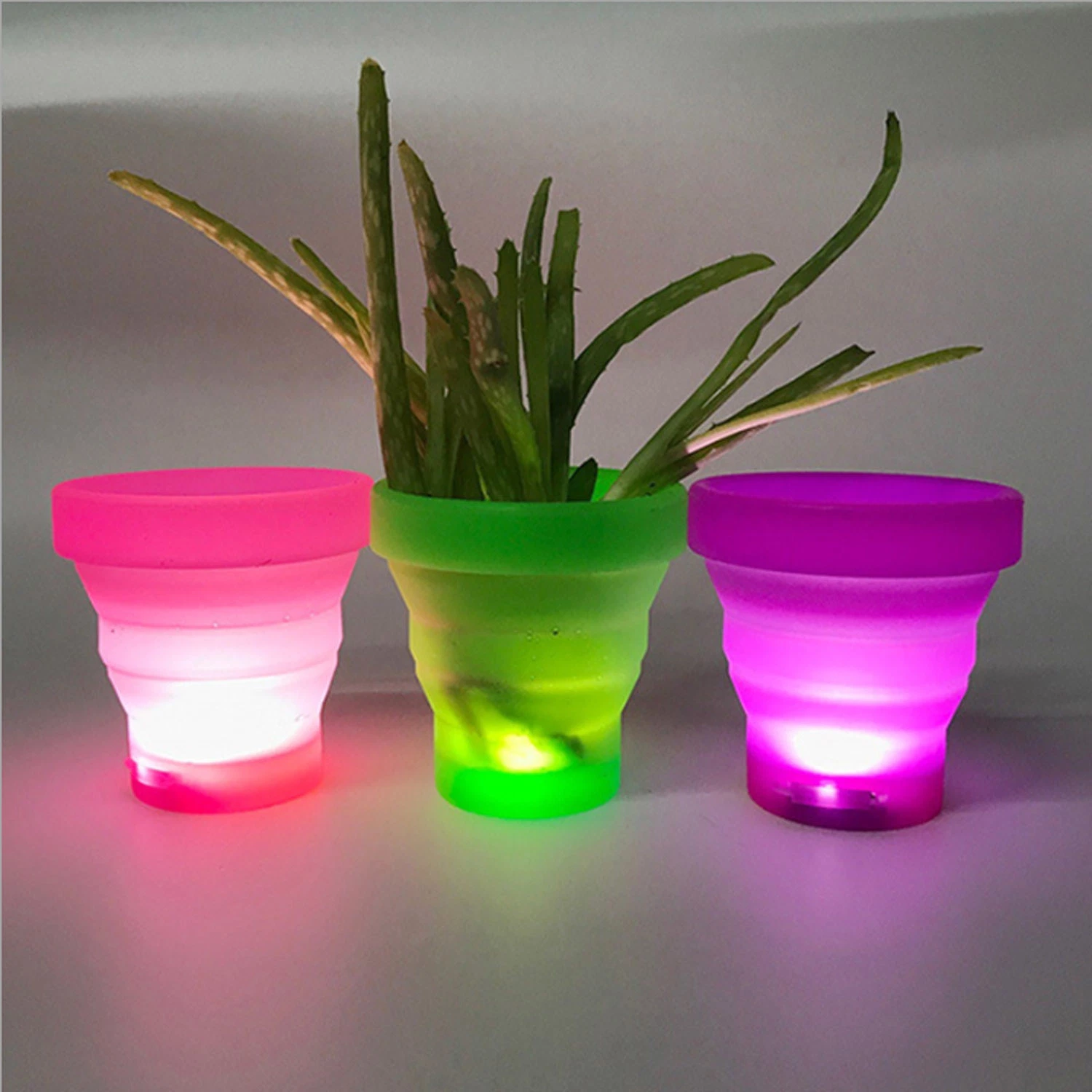 LED Portable Silicone Retractable Folding Cup