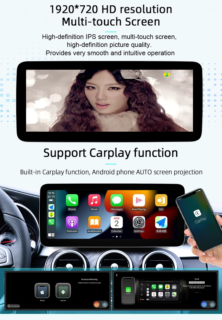 12,3 polegadas Android GPS 12 Rádio leitor de carro para a Mercedes Benz Classe C W204 W205 Ntg4.0/4.5/5.0 Auto-rádio 2007 - 2018 aluguer de DVD Carplay