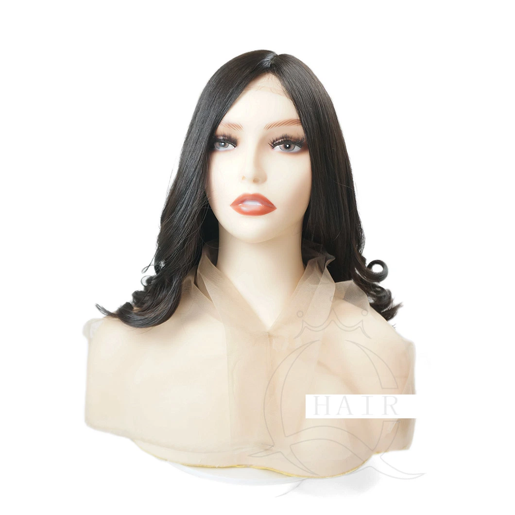 Hot Sale Original Factory Man Made High quality/High cost performance  Xa18 Inch Silk Top with Front Lace Color1 2 Virgin Human Hair Kosher Remy Silk Top Wigs Medical Wig for White Women