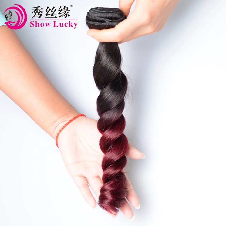 Full Cuticle Loose Wave Mongolian Ombre #1b/99j Raw Virgin Human Hair Product