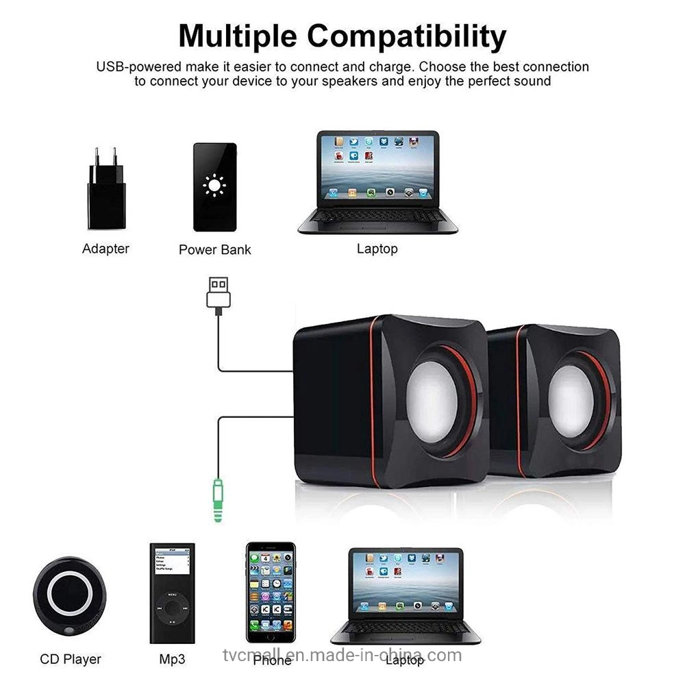 101 1 Pair Mini Cubic Computer Speakers Audio Multimedia Subwoofer Desktop Wired Speaker