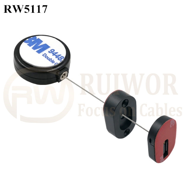 RW5117 Round Mini Anti Lost Recoiler Plus Magnetic Clasps Cable Holder