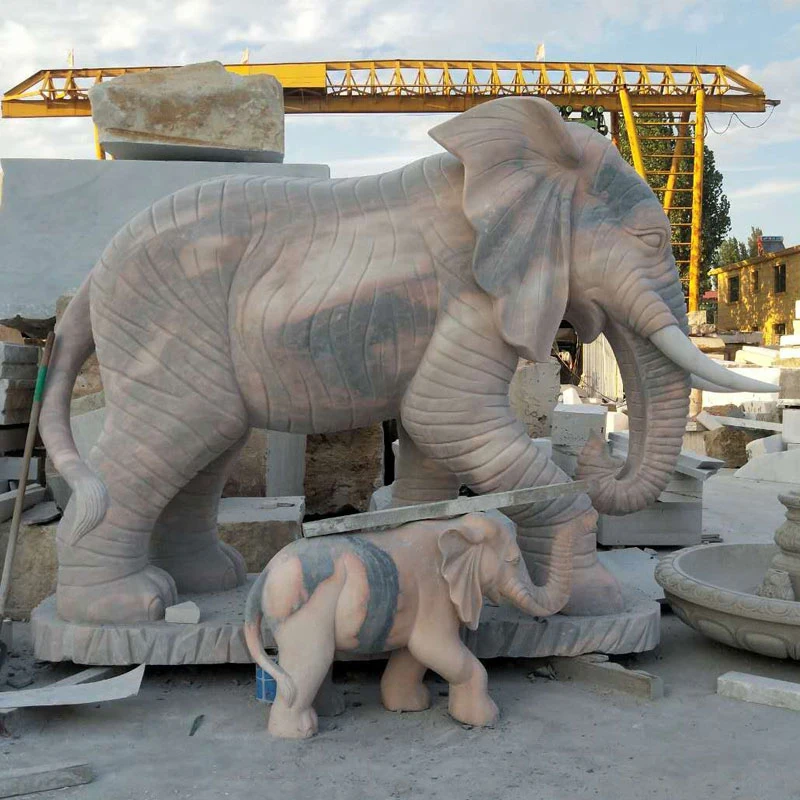 Parc extérieur décor pierre géant Elephant Sculpture statue en marbre naturel animal éléphant