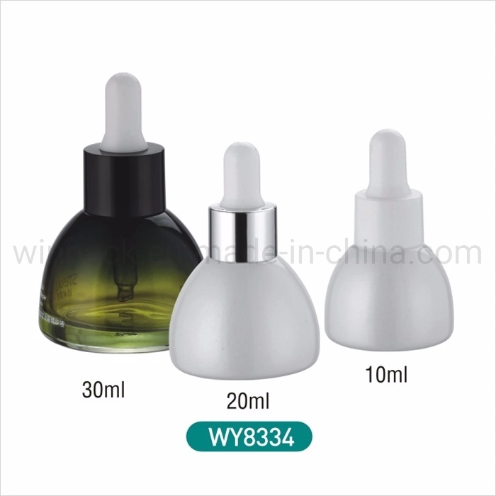 10ml 20ml 30ml Unique Shape Olive Green Glass Bottles with Black Plastic Dropper for Essnetial Oil with Pipette