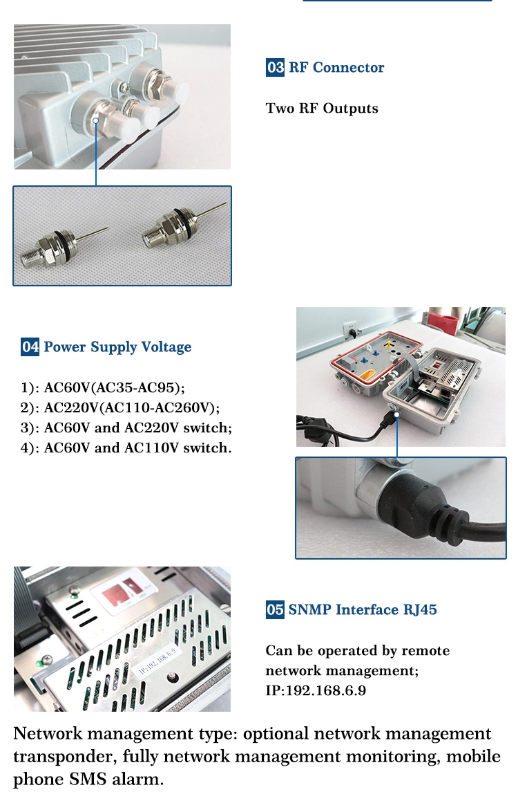 2 Way Output Level of 102dBuV for Outdoor Optic Node