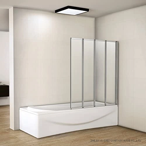 4 Folding Pivot Bathtub Shower Screen with Tempered Glass