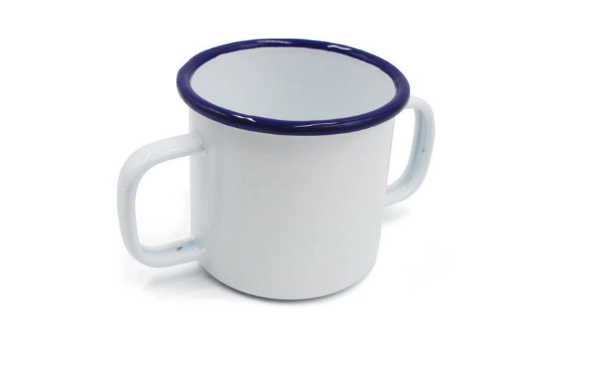 Promotional 2 Hands Coffee Tea Cups Enamel Mug Logo Customized Coffee Tea Cup