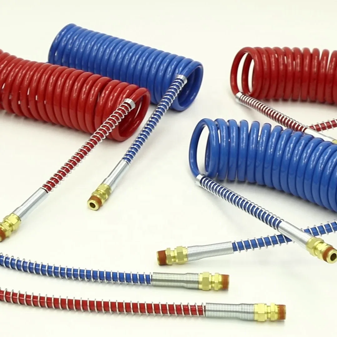 Truck Coiled Nylon Air Brake Hose Red/Blue Set SAE J844 spiral Air Hose Tube