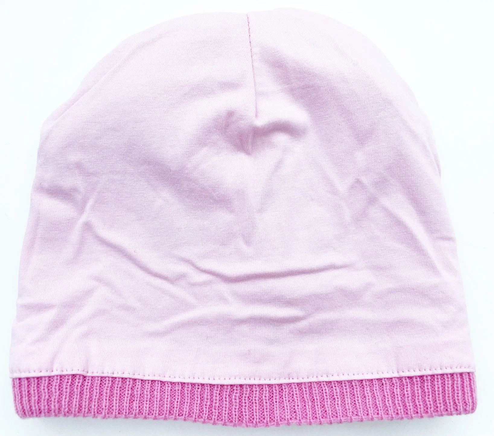 Pink and Navy Colors Cotton Knit Two Bobble Kids Beanie Hat