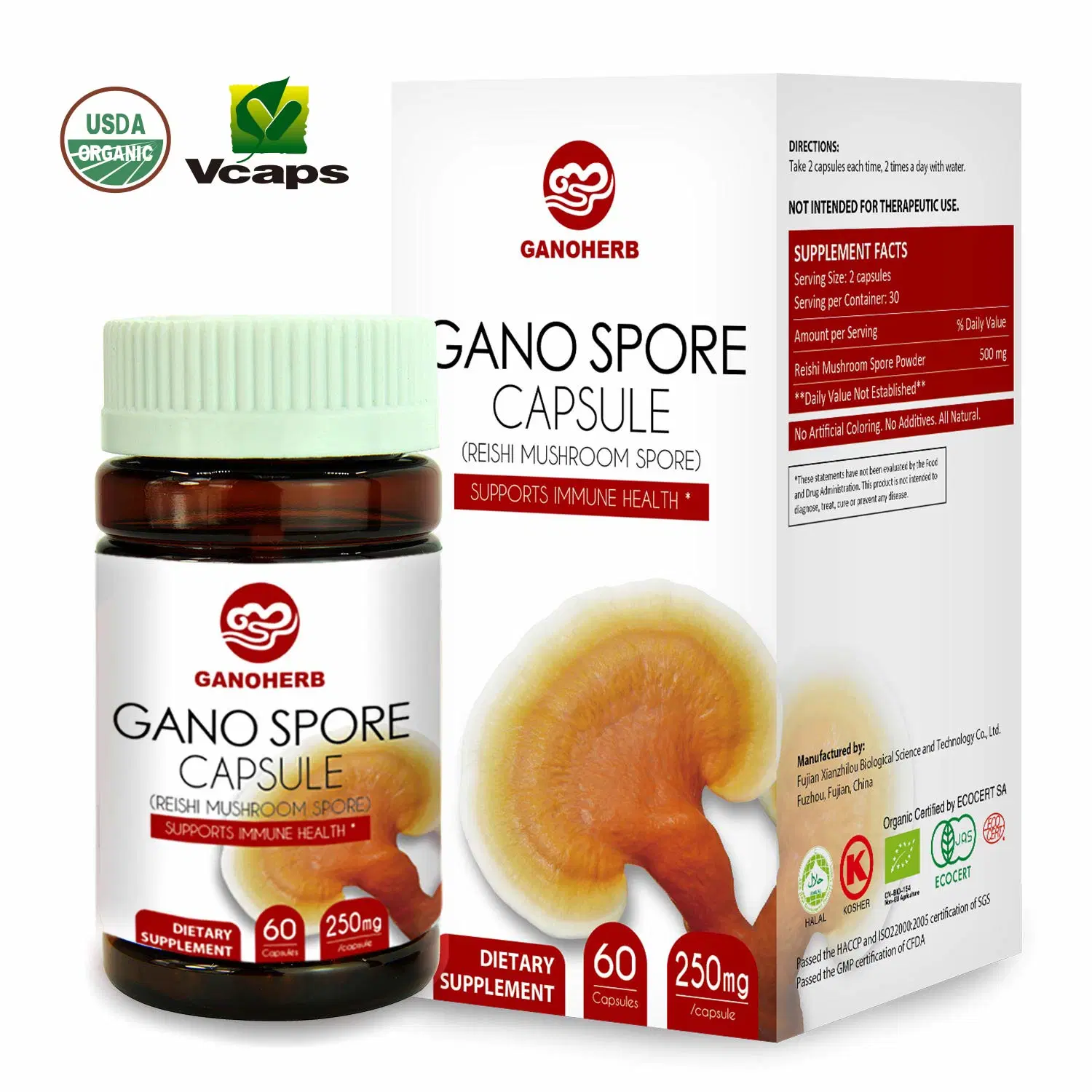 Ganoderma lucidum Reishi cápsula la cápsula la cápsula de esporas de hongos