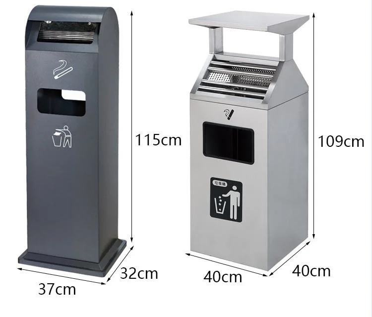 Hot Sale Hotel Lobby Stainless Steel Round Ashtray Stand Trash Bin Dustbin with Ashtray