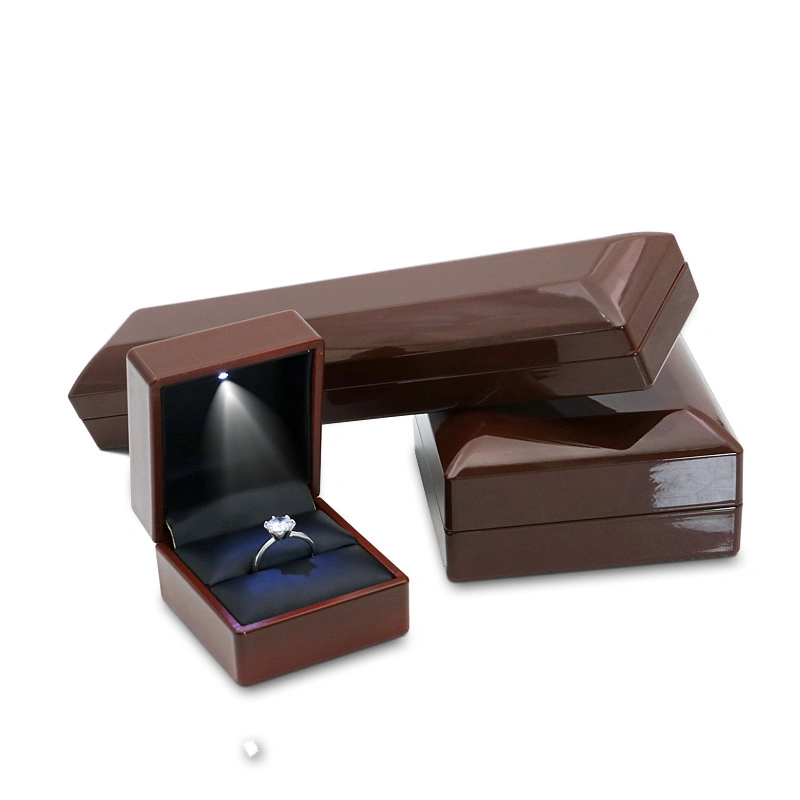 LED Jewelry Box Leather Plastic Varnish Jewelry Box Tower Model Cover Goods in Stock Customization Printing Logo