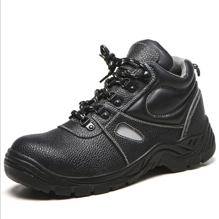 Black Colour Industry Cow Split Leather Safety Work Shoes