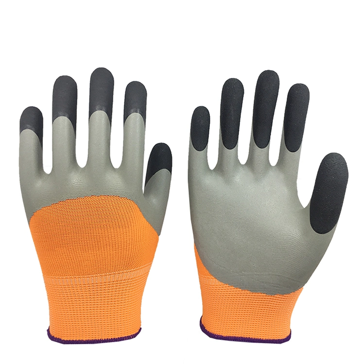 Seamless Polyester Finger Double Dipped Latex Foam Coating Work Gloves