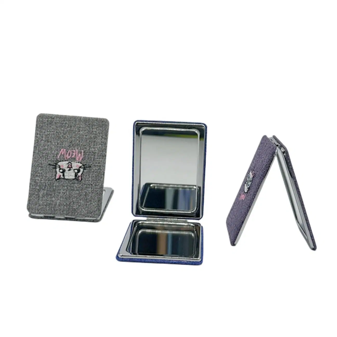 Nouveau style de trame du tissu de broderie Rectangle miroir de métal miroir de maquillage