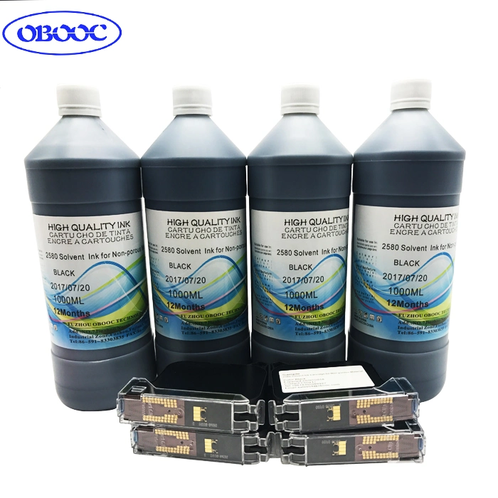 Solvente de secado rápido original 2580 Negro Cartucho de tinta para los envases de plástico