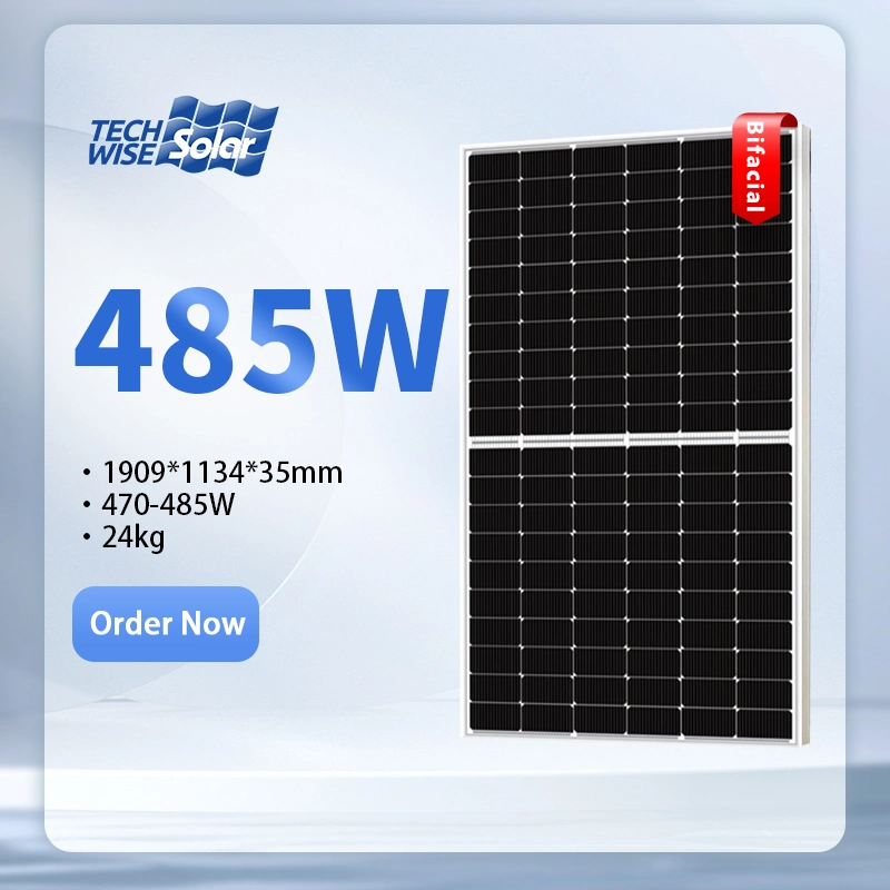 Цена на солнечную панель Оптовая монокристаллика 485 Вт Topcon Bifacial в Китае Завод Солнечная крыша плитки возобновляемые энергии Солнечная система