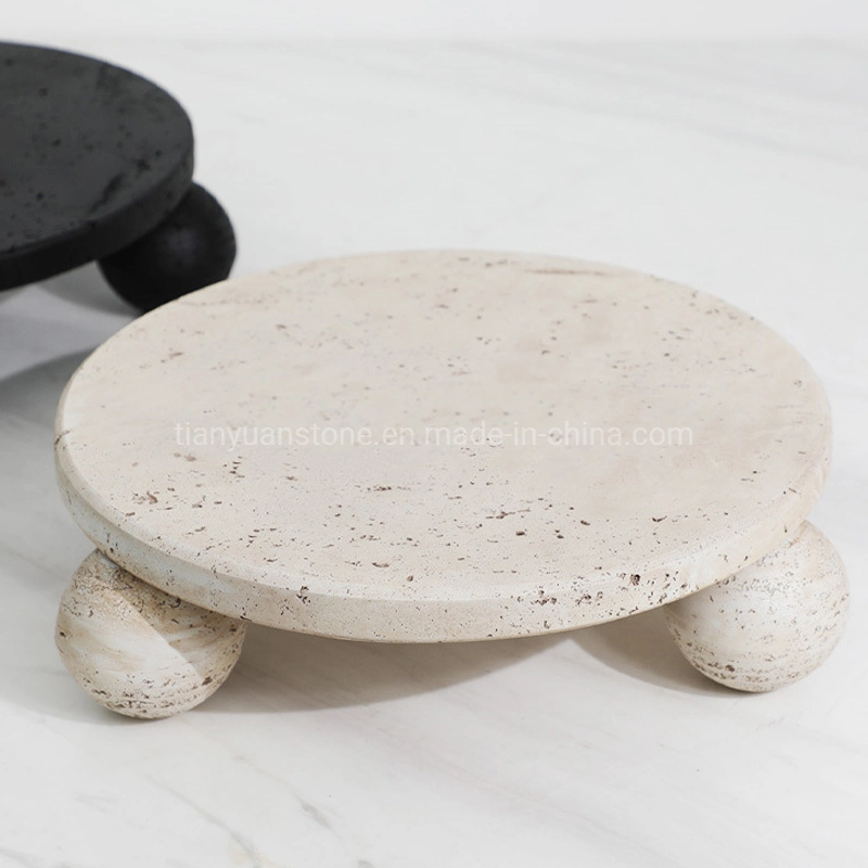 Polished Beige Travertine Serving Trays for Kitchen Accessories