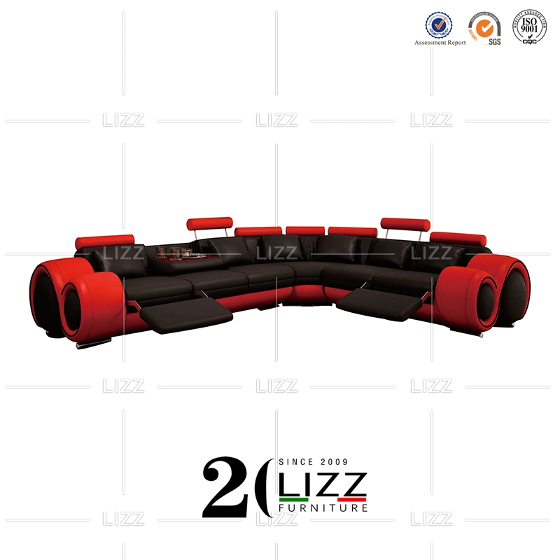 Divani Circular Recliner Corner moderno italiano Sectional Leather Sofa