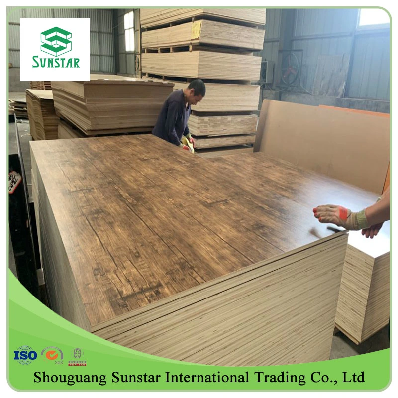 4*8 Wood Grain Color Melamine Plywood HDF for Construction, Furniture, Decoration, Packing