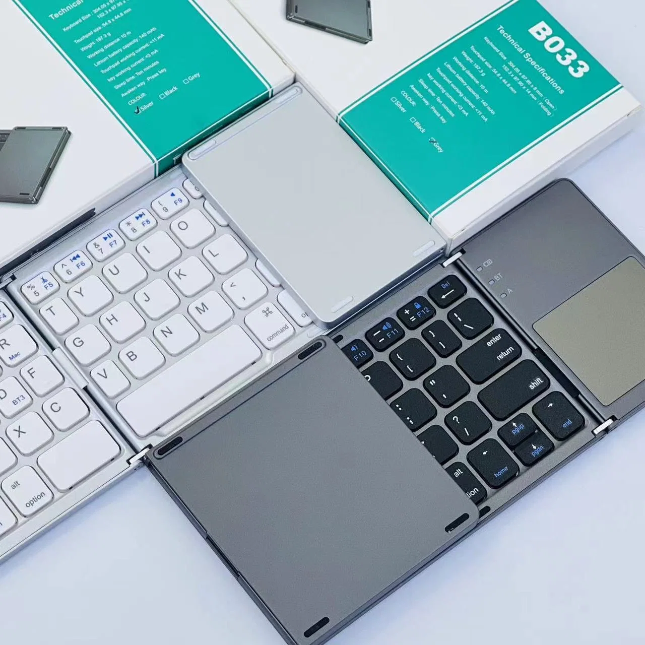 Diseño plegable en inglés Bt inalámbrico Bluetooth plegable teclado Qwerty y. Teclado inalámbrico con panel táctil 2023