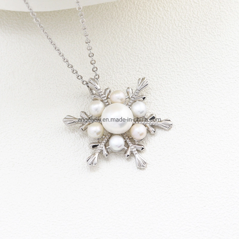 New Arrival 925 Ssterling Silver Fashion Snowflake Design Wholesale Necklace