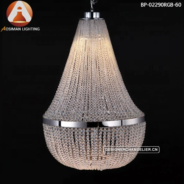 Clear Impero Crystal Chandelier Pendant Light - White Color
