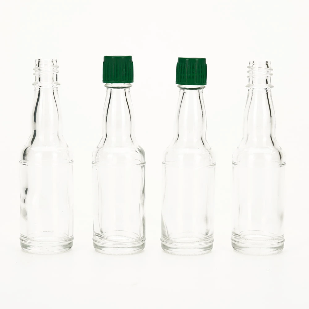 Vista 20ml Stock mini botella de vidrio Flint alto alimentos Salsa Color Frasco de vidrio con tapa de plástico