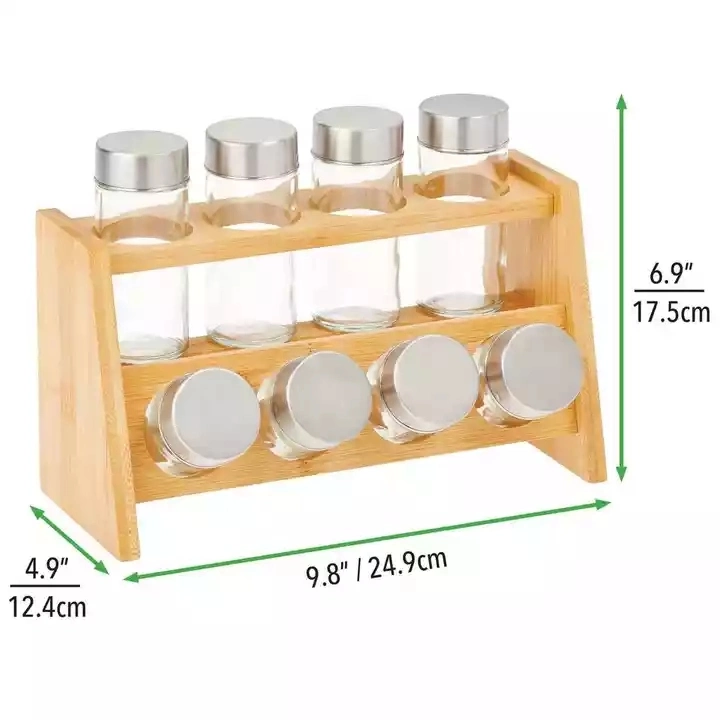 Bamboo Spice Rack Portable Storage Rack Jar Storage Shelf