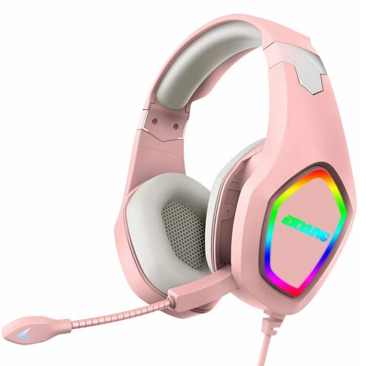 Gamer Wired RGB Over Ear Headband Anc Girls Noise Cancel Cable Aux USB PC Game Headphone PS Gaming Headset with Microphone