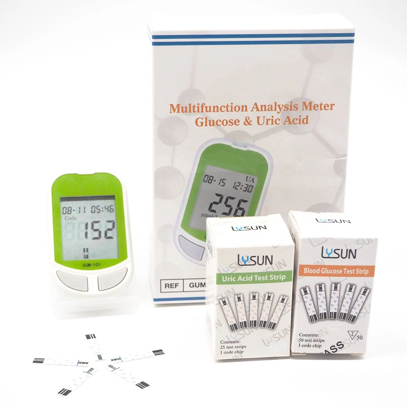 Rapid Test Multifunction Analysis Blood Glucose & Uric Acid Meter with Test Strips