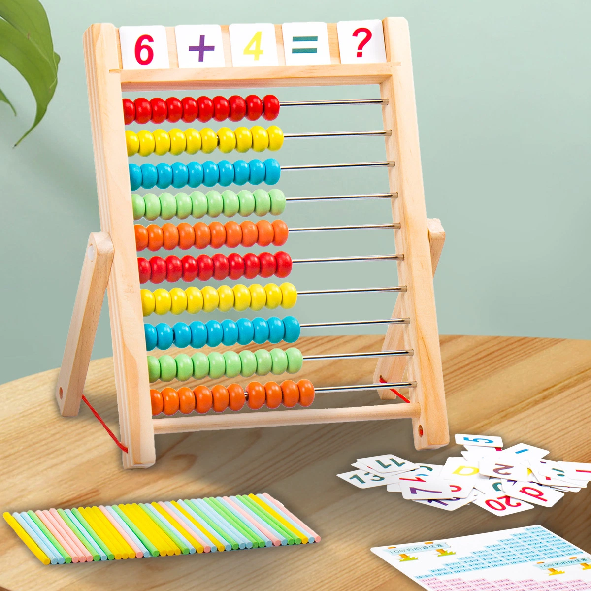 Digital Learning Wooden Abacus Calculating Beads Educational Toy