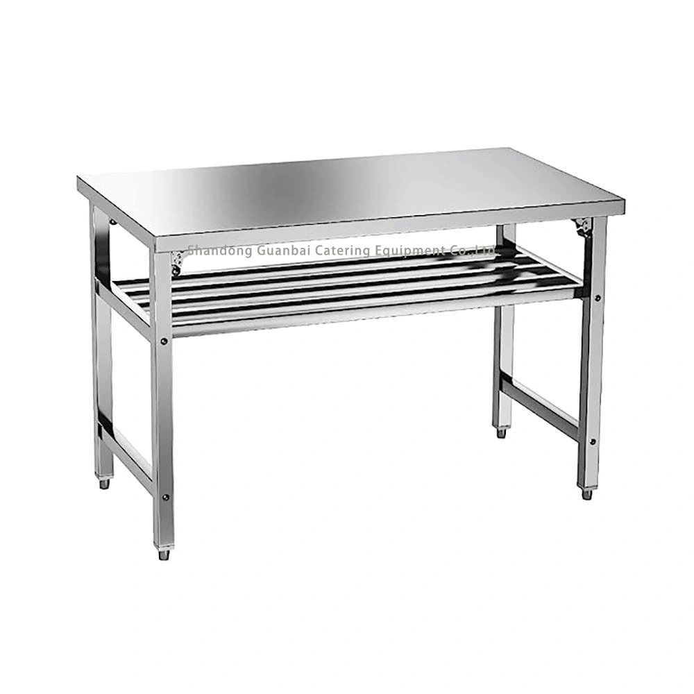 Shandong folding table  modern stainless steel foldable workbench from Guanbai as fast food equipment