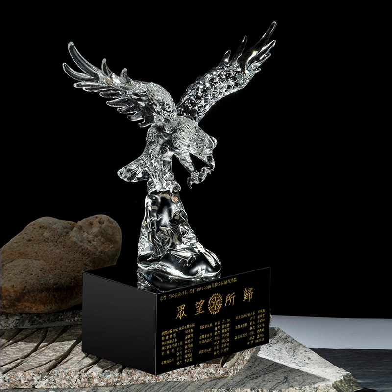 Fashion Crystal Glass Eagle Craft for Office Gift (KS06045)