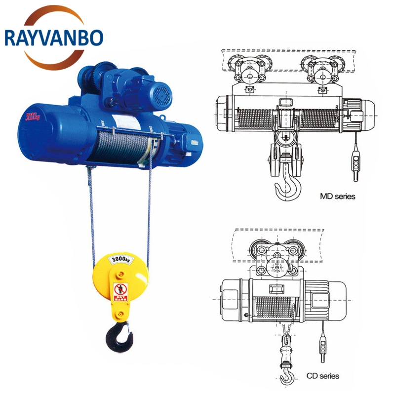 High Performance CD1 MD1 Type Electric Wire Rope Hoist 10t OEM Colour