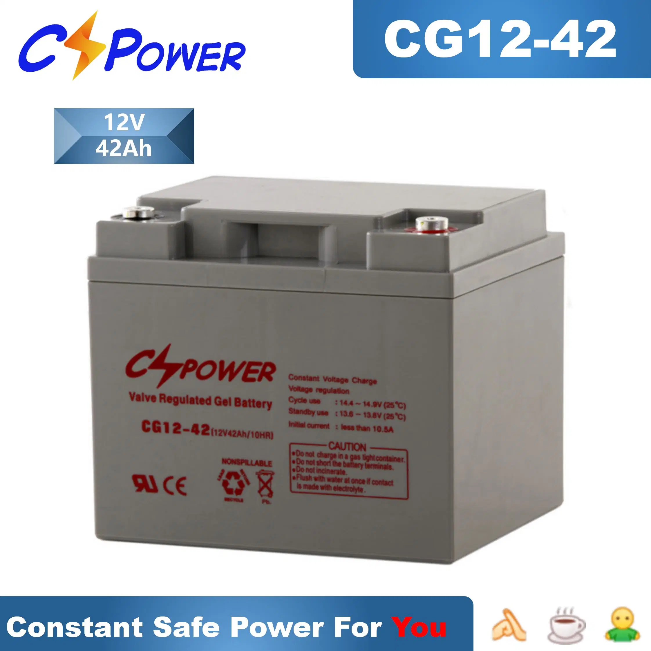 Cspower Batería 12V33ah-Valve-Regulated-Solar-Gel-Batería-para-Solar/sistema de UPS o fuente de alimentación/inversor/cargador de batería de alimentación