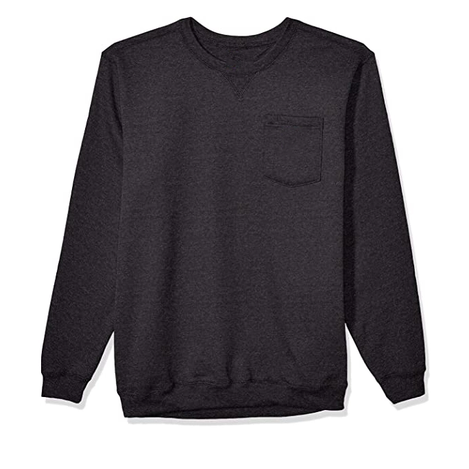 La mens suelto Midweight Crewneck sudadera de bolsillo Pullover