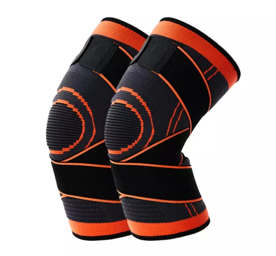 Sport Basketball punto Nylon Spandex compresión rodilla almohadilla con Correas ajustables