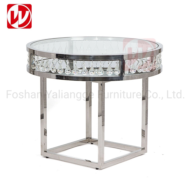 Luxury Wedding Crystal Round Table Dessert Stand Table Silver Stainless Steel Party Cake Table