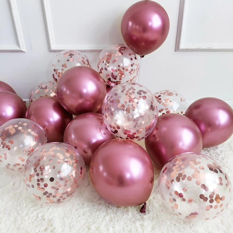 La moda de la decoración de Navidad de suministro de parte de ducha Helio impreso el número de látex látex claro de regalo Globos metálicos de promoción