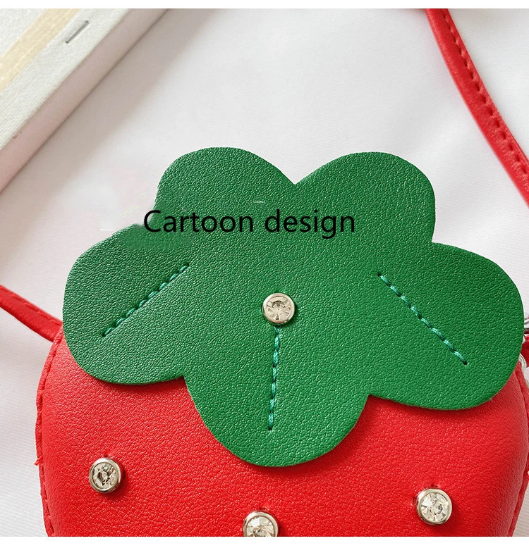 Cute Strawberry Rivet Kids Bag New Fashion Cross-Body Bag Pocket Wallet