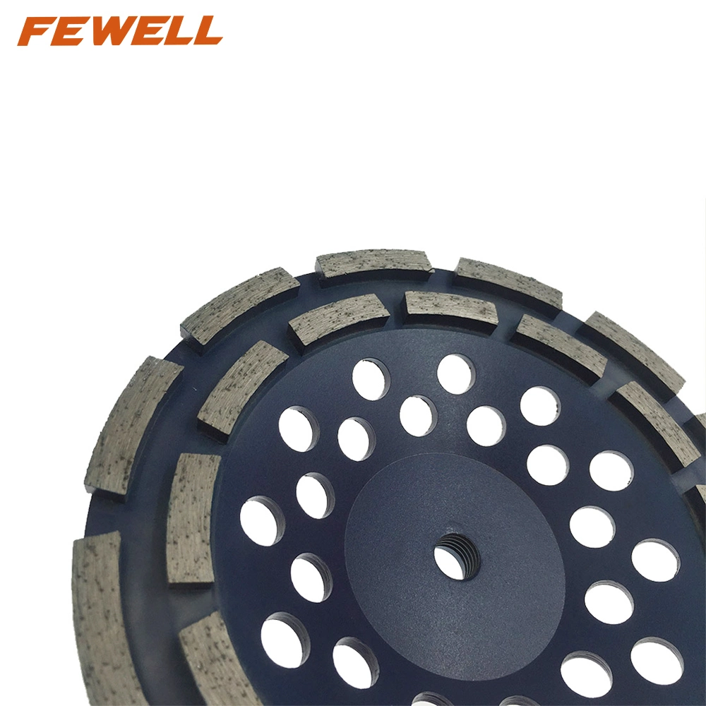 Cold Press Sintered 7inch 180*M14 Thread Diamond Double Row Grinding Cup Wheel for Concrete, Marble, Granite Stone