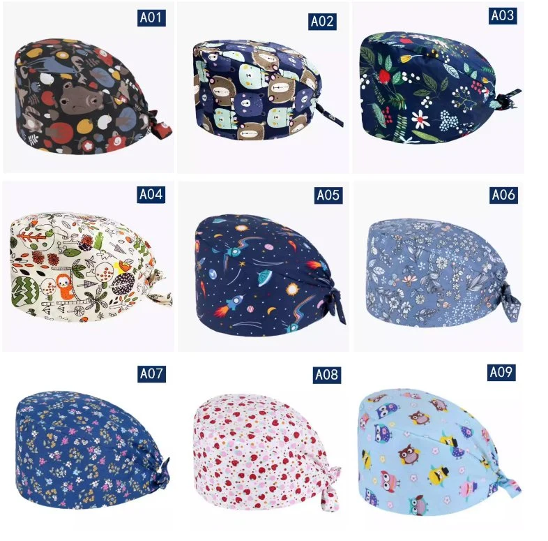 Tapa de trabajo con el botón posterior ajustable cinta absorbente gorros Unisex para la realización de obra enmascarada Hat