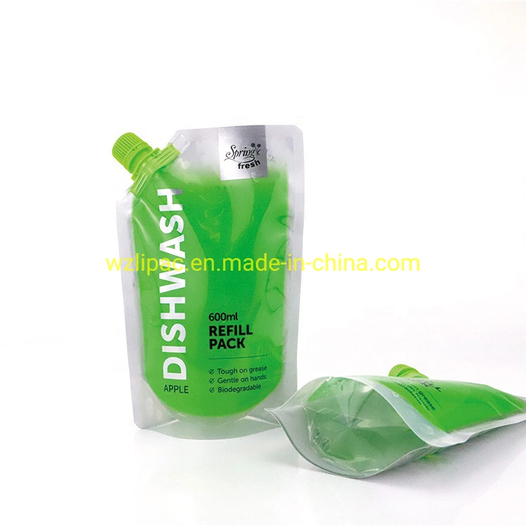 Custom Clear Plastic Spout PE Stand up Laundry Detergent Pouch 250ml Liquid Packaging Bag