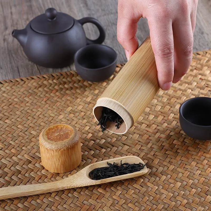 Round Shape Tea Leaves Storage Small Bamboo Box