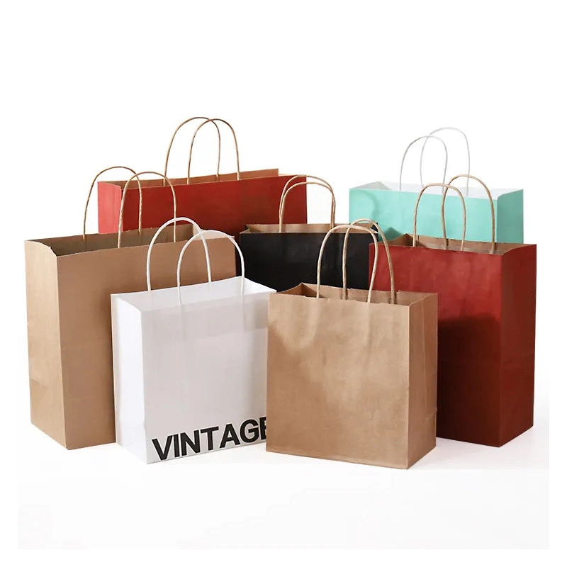 High quality/High cost performance Custom Kraft Paper Shopping Bag with Handle for Cosmetic Clothing