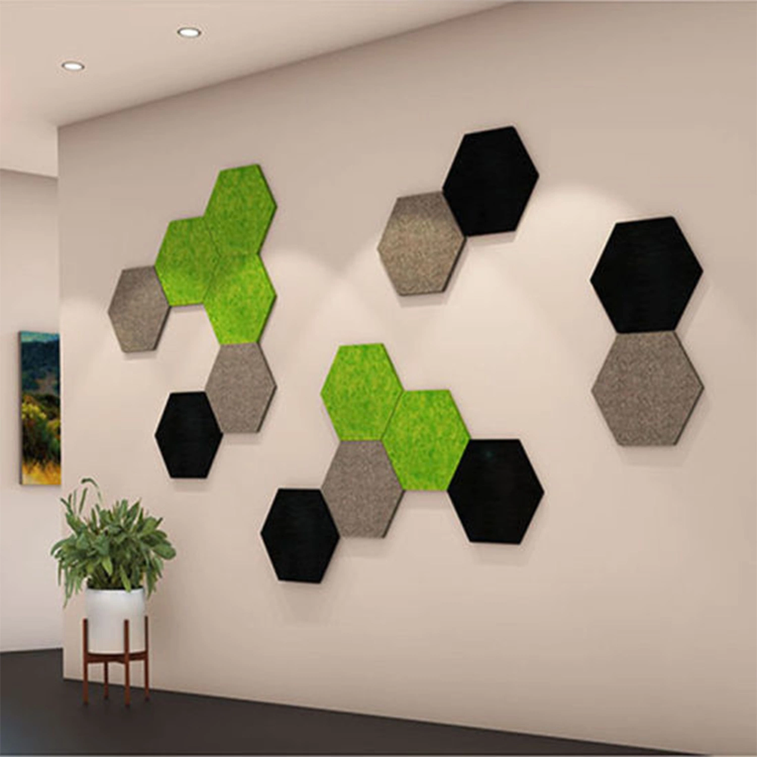 Art Acustic absorvedor do painel de bordo na parede 3D sentida Janelas Insonorizadas Hexágono Decorativos Painéis acústicos de fibra de poliéster Pet para o Office