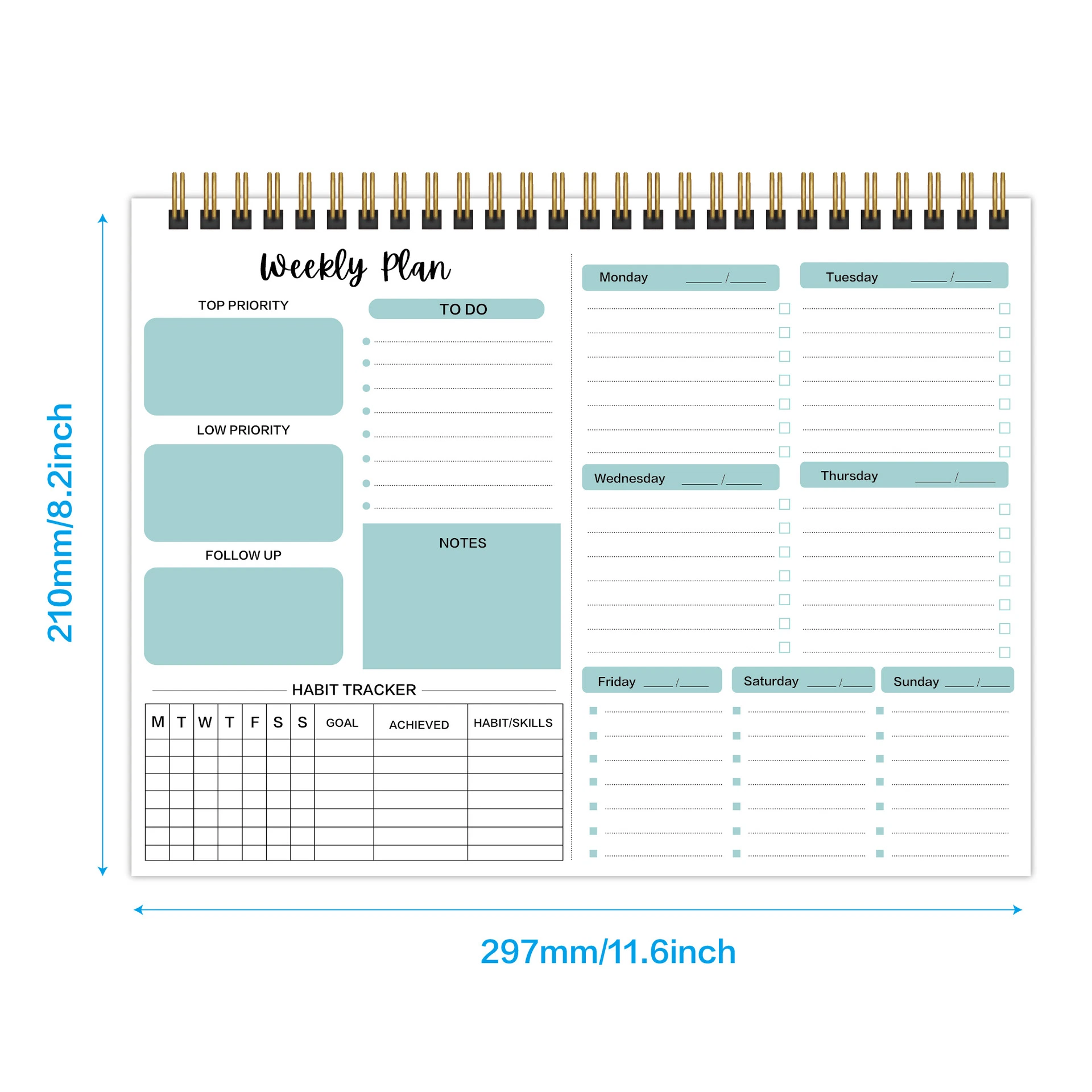 Daily Weekly Monthly Planner Coil Notebook Minimalist Self-Discipline Schedule Time Management