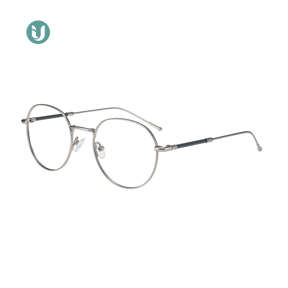 Diseño simple grueso Dark Round Armazones de Metal Eyeglass Metal Gafas Marcos ópticos