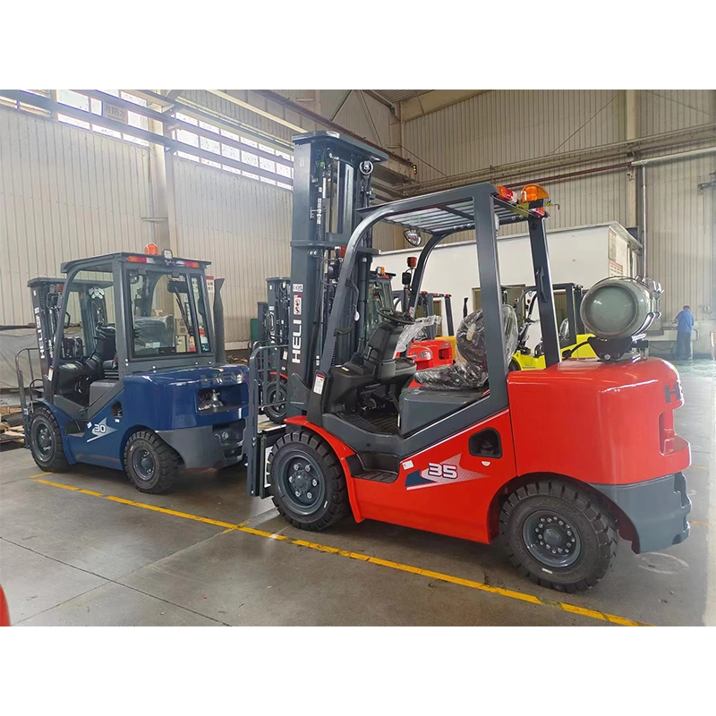 Heli 3t 3.5t Gasoline and LPG Dual Fuel Forklift K25 Nissan Engine Cpqyd30 Cpqyd35